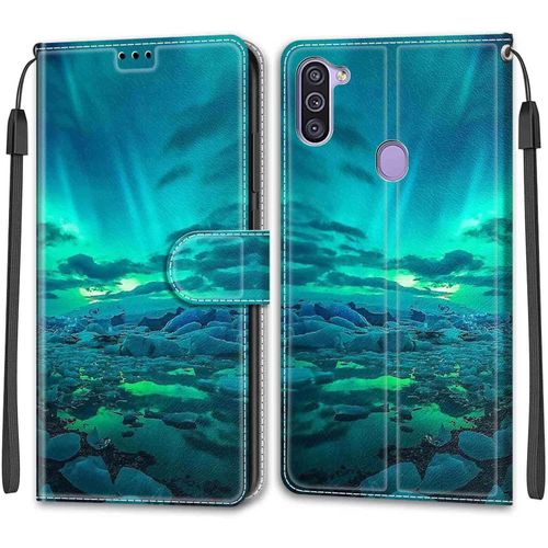 Étui Portefeuille Antichoc À Fermeture Magnétique Pour Samsung Galaxy M11 / A11 - Coque Flip Cuir Pu Avec Intérieur Tpu, 2 Emplacements Cartes Et Support Béquille