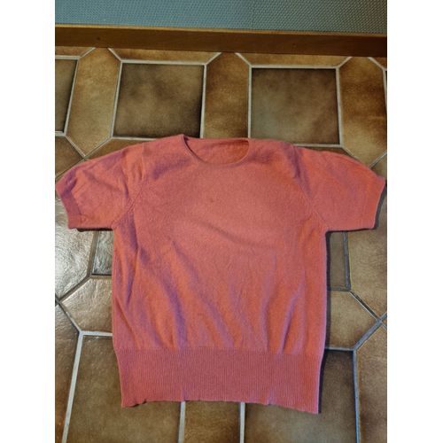 T-Shirt 100% Cachemire Couleur Rose Corail Pour Femme Taille 38/40