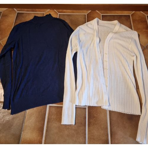 Lot De 1 Pull Bleu + 1 Gilet Blanc Pour Femme Taille 38