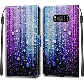 Coque Pour Samsung Galaxy S8, Etui Samsung S8, Housse De Galaxy S8 En Cuir Pu, Etui Housse En Cuir De Protection Avec [Ranges Cartes] [Magnetique] Flip Portefeuille Antichoc Case(Bleu Violet)