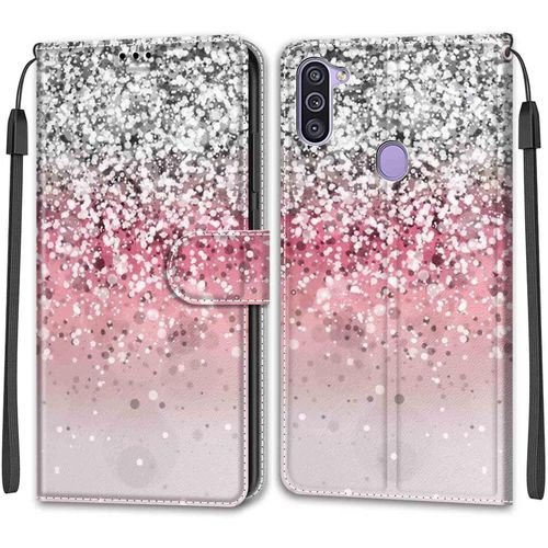 Étui Portefeuille Similicuir Antichoc Compatible Samsung Galaxy M11 / A11 - Coque Flip Magnétique Avec 2 Emplacements Cartes, Bumper Tpu Et Support Horizontal
