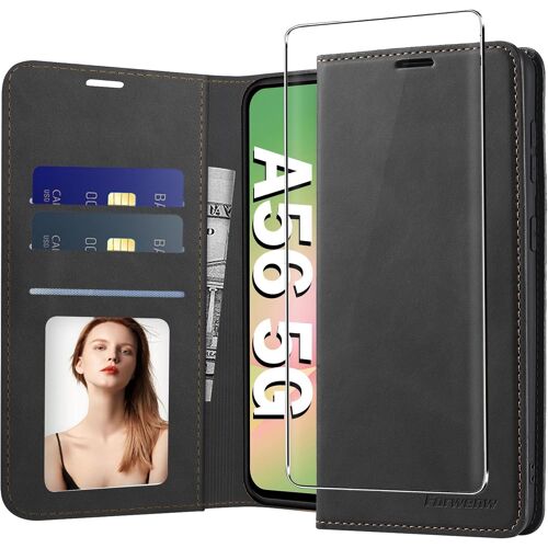 acdsgd-Coque pour Samsung Galaxy A56 5G Etui avec Clapet Portefeuille Housse, Emplacement Carte Fermoir Magnétique Coque pour Samsung A56 Etui Premium en Cuir PU, Antichoc Coque Galaxy A56 (Noir)