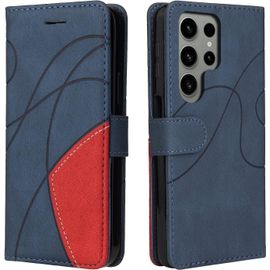 Étui Portefeuille Samsung Galaxy S23 Ultra - Coque Flip Magnétique Antichoc En Cuir Pu Avec Porte-Cartes Et Support Kickstand - Bleu