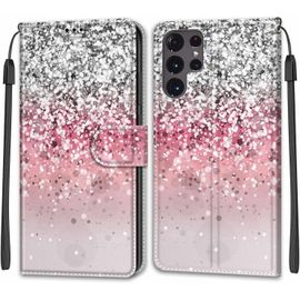 Étui Samsung Galaxy S22 Ultra - Portefeuille Cuir Pu À Rabat Magnétique, 2 Emplacements Cartes Et Support