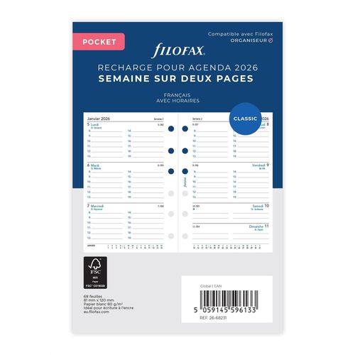 Filofax Semaine Sur Deux Pages - Français - Pocket 26