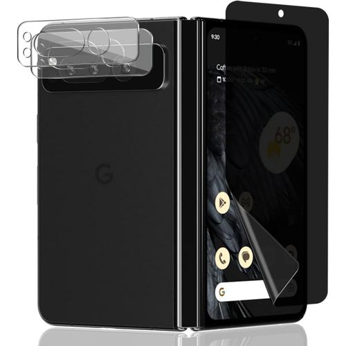 Kit Protection Google Pixel Fold ¿ Film Tpu Flexible De Confidentialité 1x (Hd, Anti-Traces, Anti-Rayures) + 2 Protège¿Objectifs En Verre Trempé