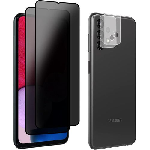 Lot 2 Verres Trempés Anti-Espion + 2 Protèges Objectif Pour Samsung Galaxy A13 4g (6,6"") - 9h, Sans Bulles, Haute Sensibilité