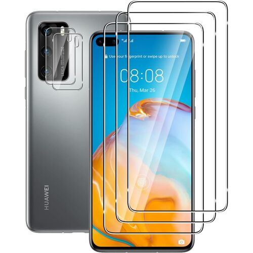 JGD-3 Pièces Verre Trempé pour Huawei P40,avec 2 Pièces Caméra Arrière Protecteur,Anti-Rayures,9H Dureté,sans Bulles,HD Protection DéCran