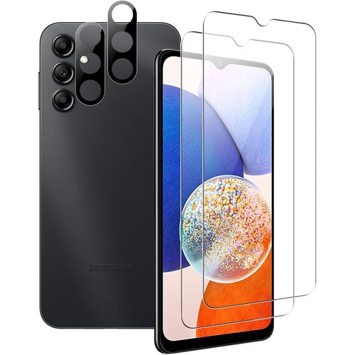 Lot 2+2 Verres Trempés 9h Pour Samsung Galaxy A14 (5g/4g) - Écran + Protection Caméra 0,3 Mm Hd Anti-Rayures Anti-Trace Oléophobe Sensible Au Toucher