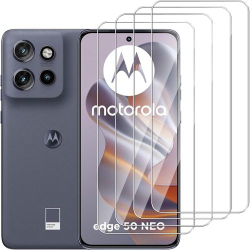 Lot De 4 Verres Trempés Pour Motorola Moto Edge 50 Neo - 0,33 Mm, Dureté 9h, Transparence Hd 99,99%, Anti-Rayures Anti-Bulles, Kit D'accessoires Inclus