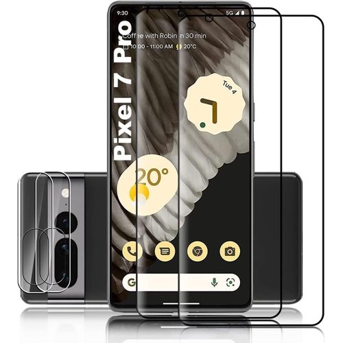 Lot De 4 Verres Trempés 3d Courbés ¿ Protection Écran 9h Anti-Bulles, Pose Facile, Couverture Totale Pour Google Pixel 7 Pro