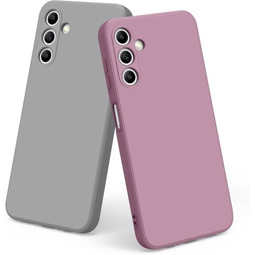 Pack 2 Coques En Silicone Liquide Ultra-Fines Pour Samsung Galaxy A24 4g ¿ Protection Intégrale Caméra, Bords Et Boutons ¿ Violet/Gris
