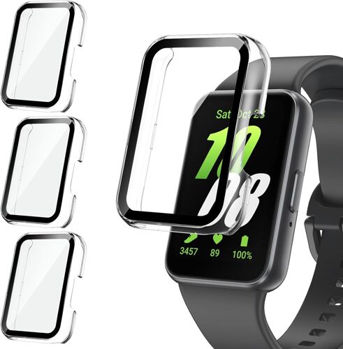 KALANKA-[3Pièces] Coque Compatible avec Samsung Galaxy Fit 3, Étui de Protection avec Protecteur d'écran en 9H Verre Trempé, Dur PC Bumper Case Antichoc Housse pour Galaxy Fit3 (Clair*3)