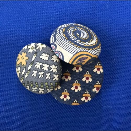 Lot 3 Broches En Tissu Multicolore