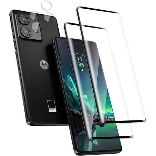 Pack 4 Pièces - 2 Verres Trempés Écran + 2 Protections Caméra Pour Motorola Moto Edge 40 Neo, 3d Incurvé 0,33 Mm, Dureté 9h, Anti-Traces, Pose Sans Bulles, Haute Transparence
