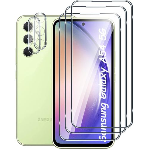 [3+2 Pièces Verre Trempé Pour Samsung Galaxy A54 5g Et Caméra Arrière Protecteur,Sans Bulles,9h Dureté,Anti-Rayures,Hd Film Protection Ecran Pour Samsung Galaxy A54 5g