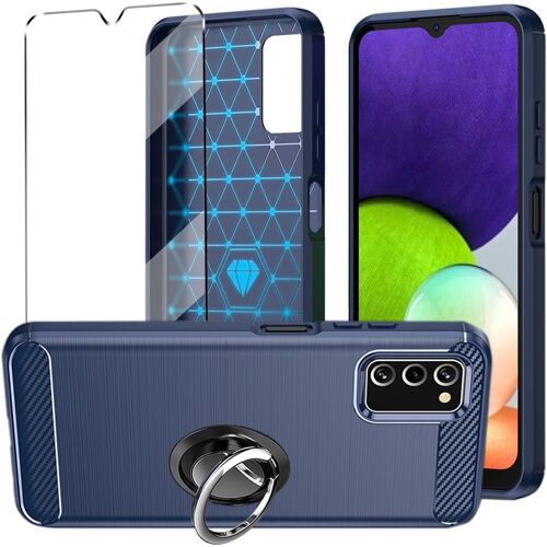 SJZG-[3 En 1] Coque Et Verre Et 1 Anneau Pour Samsung Galaxy A35 Coque Antichoc Étui Plus Verre Trempé Protection Pour Samsung Galaxy A35 Film De Protection, Marine