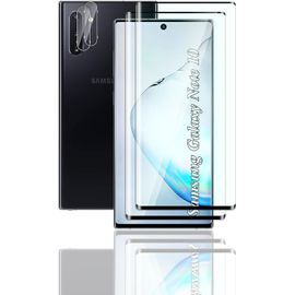 Pack 2 Verres Trempés + 2 Protections Caméra Pour Samsung Galaxy Note 10 ¿ Couverture 3d Bords Incurvés, Dureté 9h, Anti-Rayures, Oléophobe, Sans Bulles, Hd
