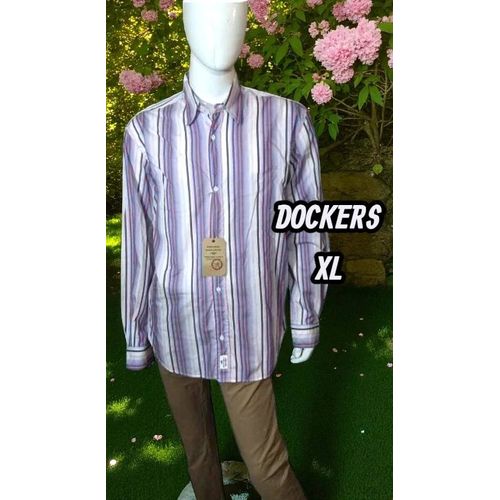 Valeur 75 Euros Dockers Taille Xl Neuf Chemise Manches Longues Rayures