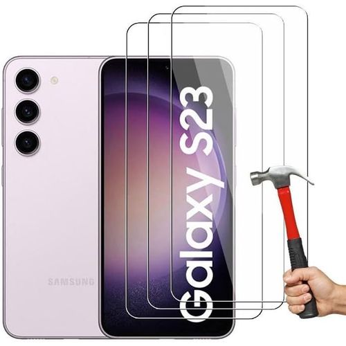 Pack De 3 Verres Trempés Compatible Samsung Galaxy S23 ¿ 0,3 Mm 2.5d Ultra Clair, Anti-Rayures Dureté 9h, Pose Facile & Sensibilité Écran Intacte
