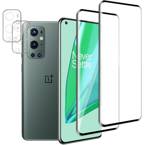 Pack De 4 Protections Pour Oneplus 9 Pro ¿ 2 Verres Trempés Écran + 2 Protections Caméra Arrière, Couverture Complète 3d Incurvée, Hd, Dureté 9h