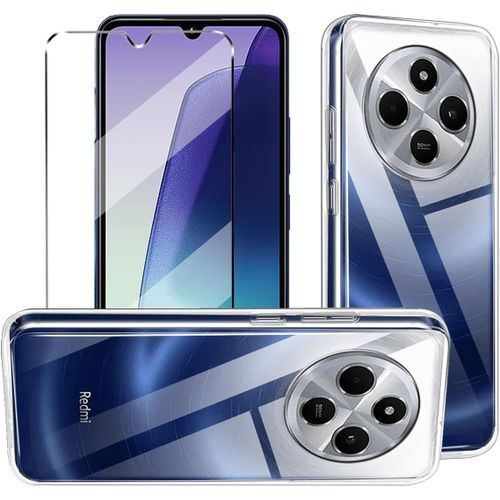 Pack Coque Tpu Antichoc Slim + Verre Trempé 1 Pièce Compatible Xiaomi Redmi 14c - Housse Transparente