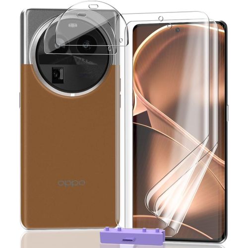 Lot 2 Films Écran Tpu + 2 Protections Objectifs Verre Trempé 9h Pour Oppo Find X6 Pro - Hd, Couverture Complète, Anti-Rayures, Auto-Réparant, Hydrophobe/Oléophobe, Installation Facile