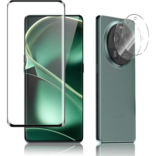 Verre Trempé + 2 Protections Lentille Pour Oppo Find X6 (Pack 3) ¿ Couverture 3d Bords Arrondis, Dureté 9h, Hd, Anti-Empreintes, Compatible Face Id