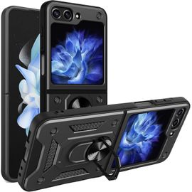 Coque Antichoc Certifiée Militaire Pour Samsung Galaxy Z Flip 6 5g - Bague/Support Magnétique 360°, Protection Lentille Coulissante, Dos Mat Anti-Traces, Tpu+Pc+Métal, Slim