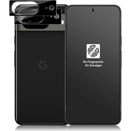 Cauc-Couverture Complète Verre Trempé Mat Pour Google Pixel 8 Et Caméra Arrière Protecteur [2+2 Pièces], Anti-Reflet, Anti-Traces De Doigts, 9h Dureté Matt Protection Écran
