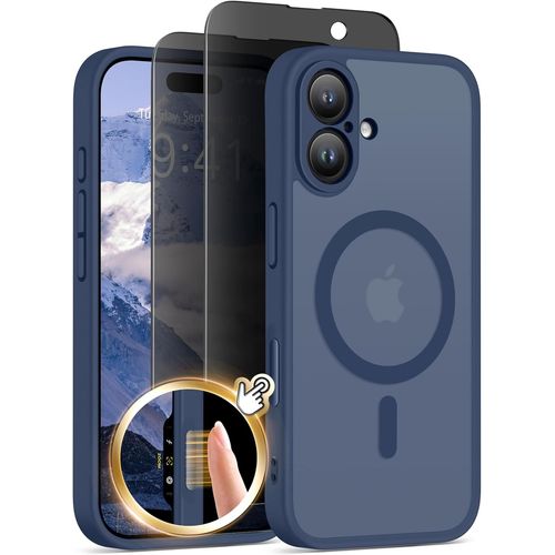 Coque Magsafe Iphone 15 Pro Max ¿ Protection Caméra Intégrale, Antichoc Grade Militaire (Pc+Tpu), Dos Mat Translucide, Anneau Magnétique Renforcé, 2 Films Écran Confidentialité 9h