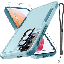 Coque Intégrale Pour Samsung Galaxy S21 Fe - Double Protection Antichoc (Pc+Tpu), Protège¿Écran Verre Trempé Hd, Cache Objectif Caméra Et Cordon Poignet, Noir