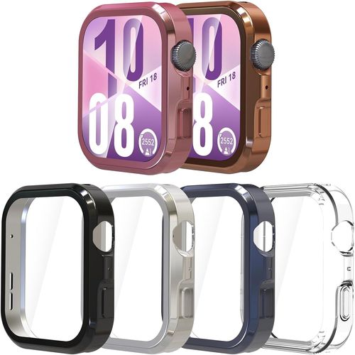 Lot De 6 Coques Tpu Compatibles Huawei Watch Fit 4 + Protecteurs D'écran - Noir/Transparent/Rose/Argent/Or Rose/Gris
