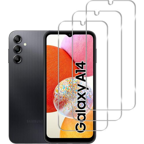 Pack De 3 Verres Trempés Pour Samsung Galaxy A14 ¿ Dureté 9h, Anti-Rayures, Anti-Empreintes, Haute Transparence