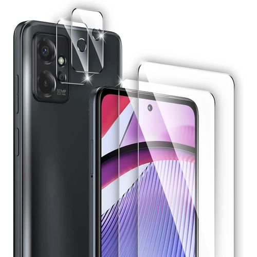 Pack De 4 Protections Pour Motorola Moto G Power 5g (2023) ¿ 2 Films Verre Trempé 9h + 2 Protections Lentille Hd, Anti-Traces, Bords Renforcés, Non Compatible 2020-2022, Garantie À Vie