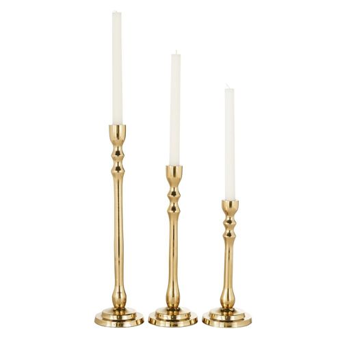 Bougeoirs en aluminium doré (x3)