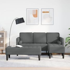 vidaXL Canapé d'angle Ensemble de 2 Gris foncé Polyester