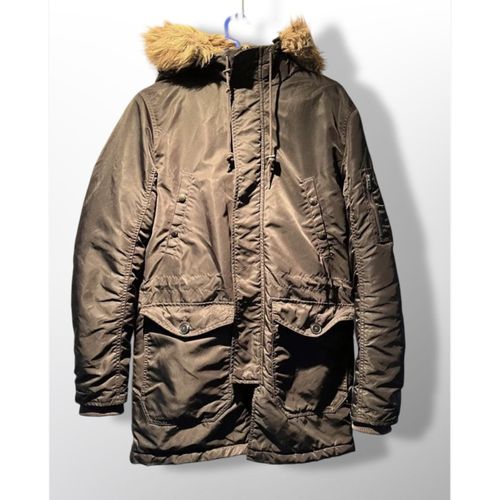 🤩 Magnifique Et Comme Neuve Parka Homme Jack & Jones S/M Noire Avec Capuche Amovible