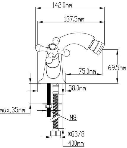 DP Bath Almendro - Robinet Mélangeur de bidet chromé