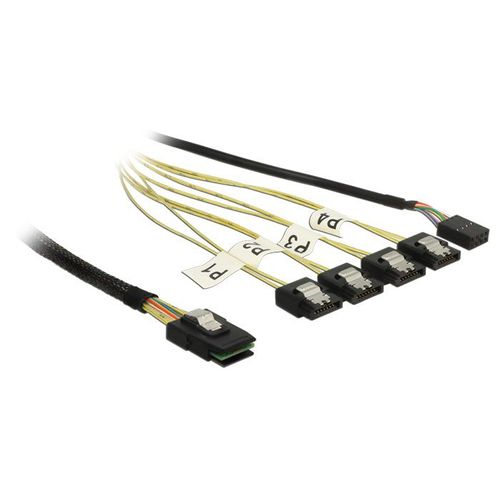 Delock - Câble SATA / SAS - Mini SAS (SFF-8087) pour SATA, alimentation interne - 8 broches - 50 cm