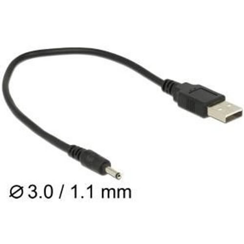 Delock - Câble d'alimentation / USB - USB (alimentation uniquement) (M) pour DC jack de 3,0 mm x 1,1 mm (M) - 27 cm - noir