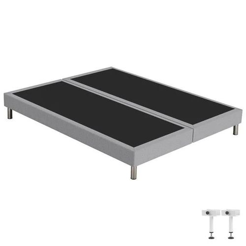 Sommier Tapissier + Pieds Sr15 Cobalt 2x90x190 Lattes Bois Massif - H.15 Cm