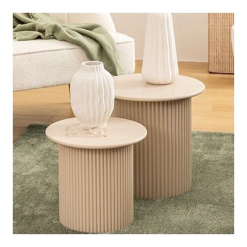 Ensemble de 2 tables à café en bois EINO - Beige