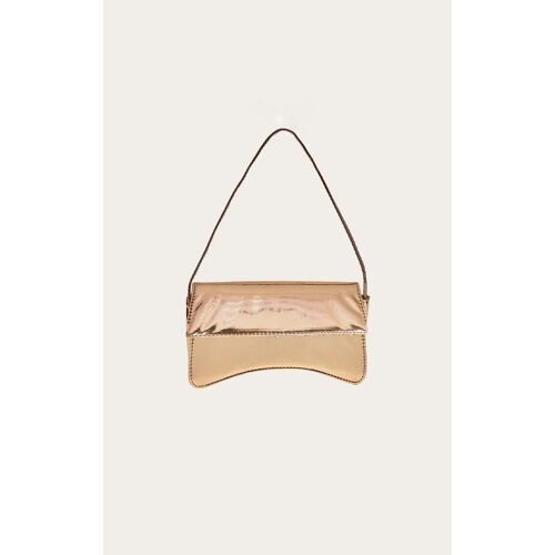 Sac pochette à rabat doré en PU, Doré