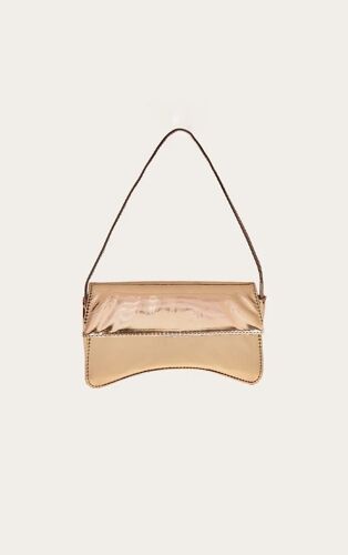Sac pochette à rabat doré en PU, Doré
