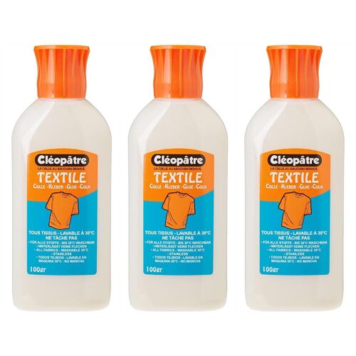 Cléopâtre Lot De 3 Colles Cléo'tissus En Flacon De 100g Avec Embout Précision
