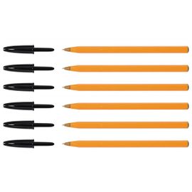 Bic Lot De 6 Stylos Bille Orange Pointe Fine 0,7mm Encre Noire