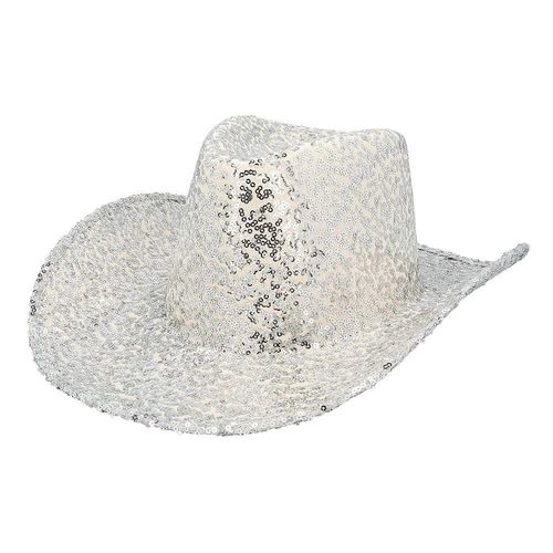 Chapeau Cowboy Festif Rodéo Sequins Argent Adulte