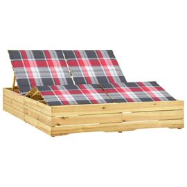 Transat Chaise Longue Bain De Soleil Lit De Jardin Terrasse Meuble D'extérieur Double Avec Coussins Bois De Pin Imprégné Helloshop26 02_0012734