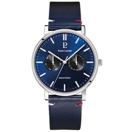 Montre Homme Essential Argenté Cadran Bleu Bracelet Cuir Bleu 20 Mm